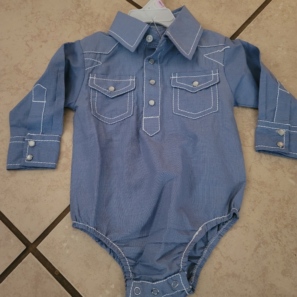 Rafter C 12m button up western baby shirt NWT cowboy or cowgirl